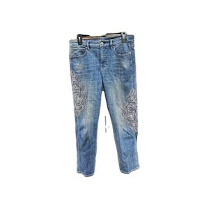 Women's Everyday Soft Floral Embroidered High Rise Jeans Size 10